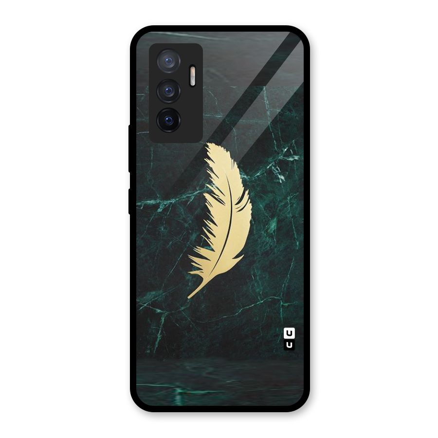 Golden Leaf Glass Back Case for Vivo V23e