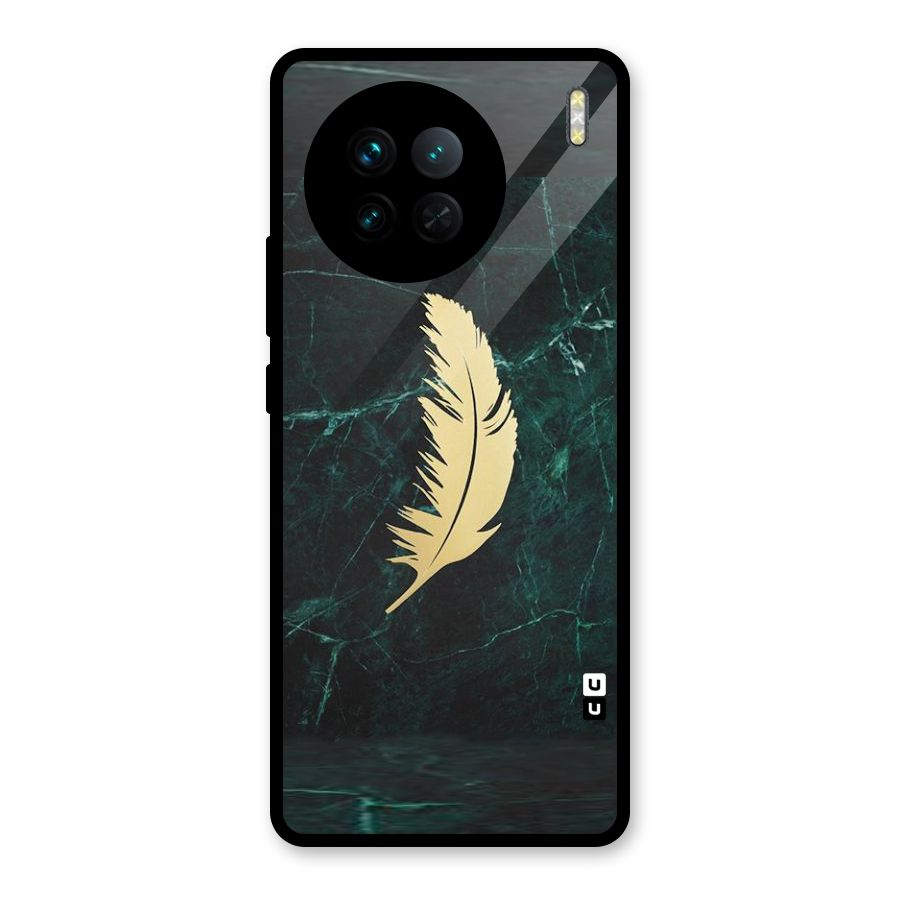 Golden Leaf Glass Back Case for Vivo X90