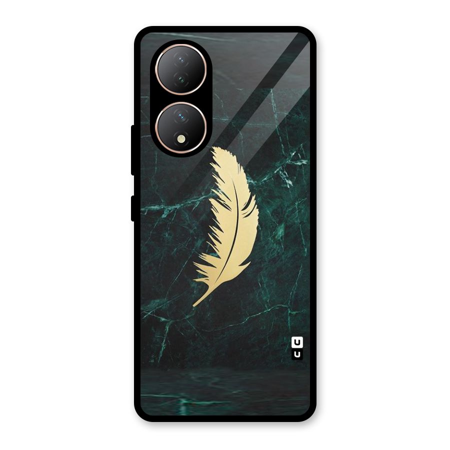 Golden Leaf Glass Back Case for Vivo Y100A