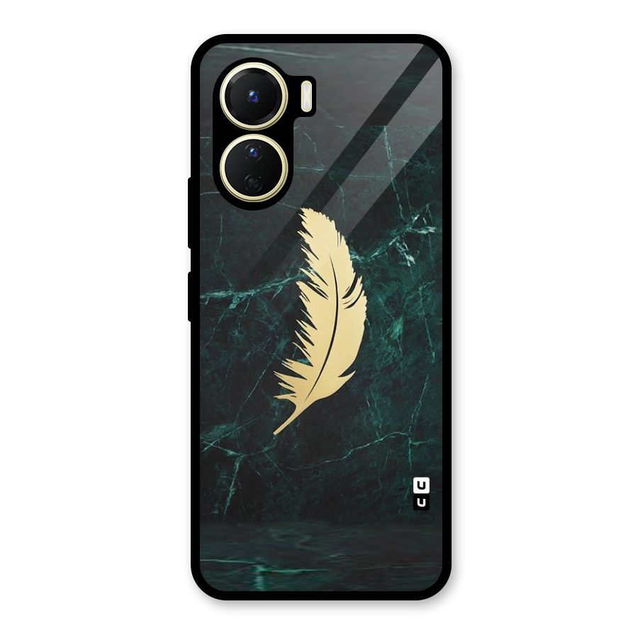 Golden Leaf Glass Back Case for Vivo Y56