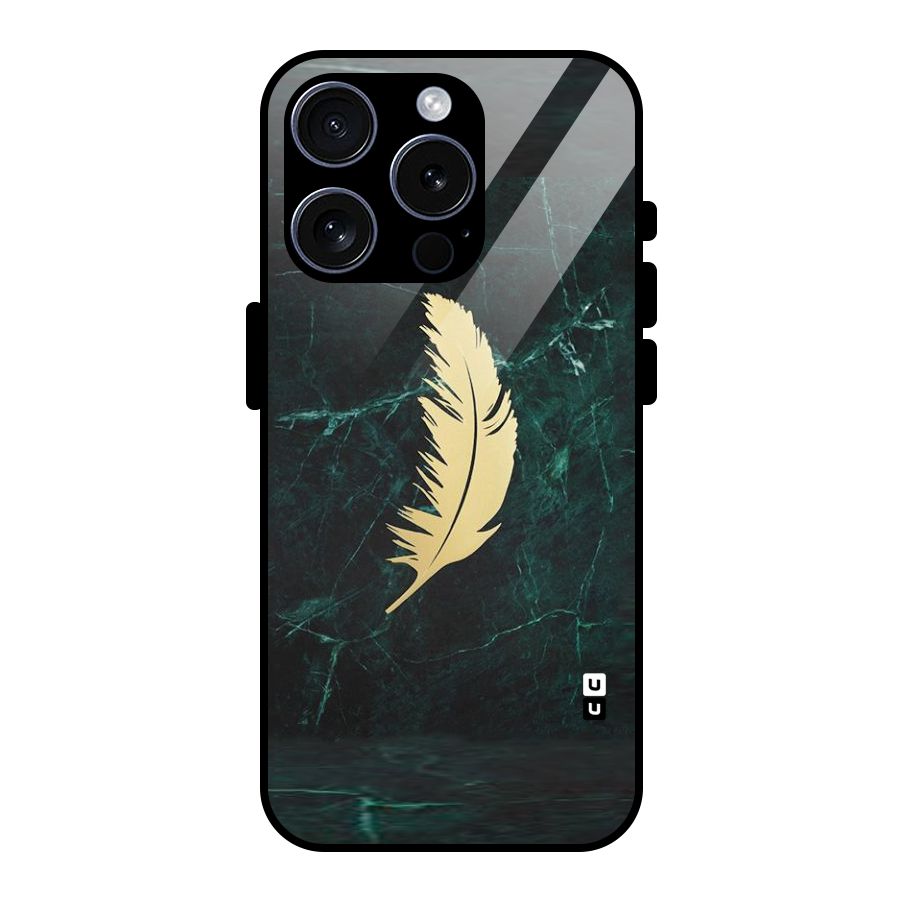Golden Leaf Glass Back Case for iPhone 15 Pro