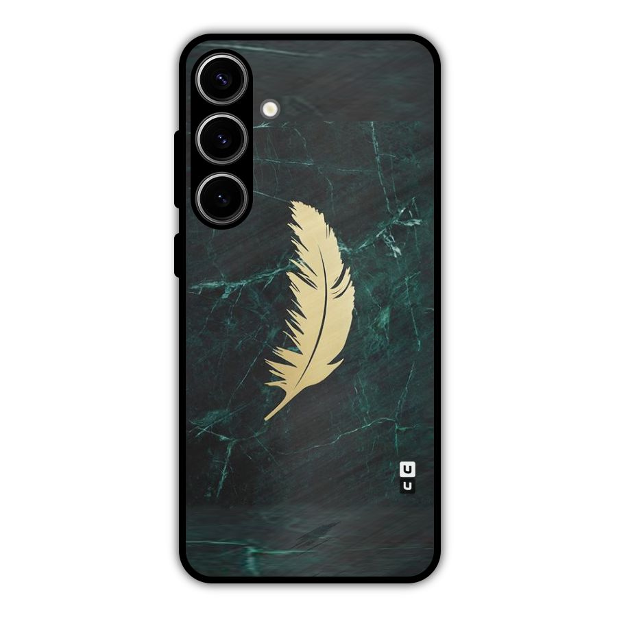 Golden Leaf Metal Back Case for Galaxy S24 Plus