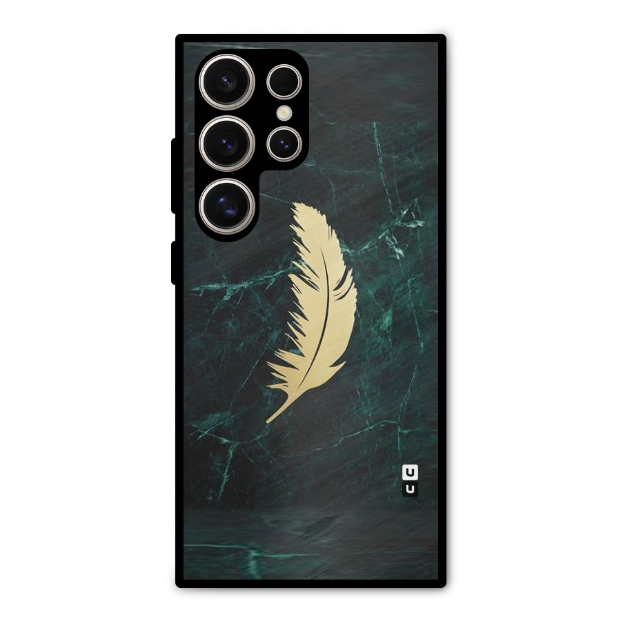 Golden Leaf Metal Back Case for Galaxy S24 Ultra