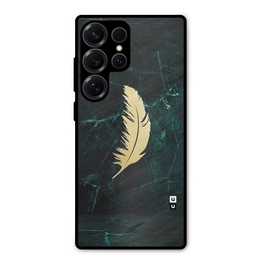 Golden Leaf Metal Back Case for Galaxy S25 Ultra