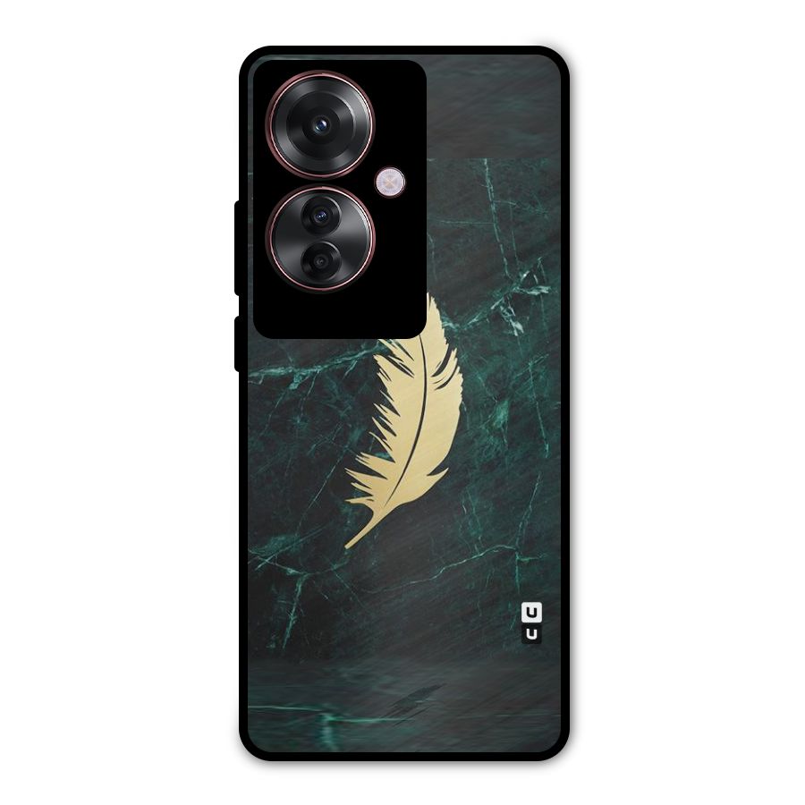 Golden Leaf Metal Back Case for Oppo F25 Pro
