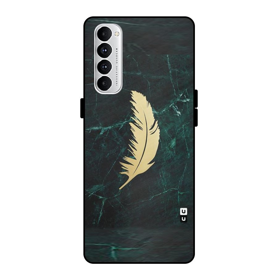 Golden Leaf Metal Back Case for Oppo Reno4 Pro