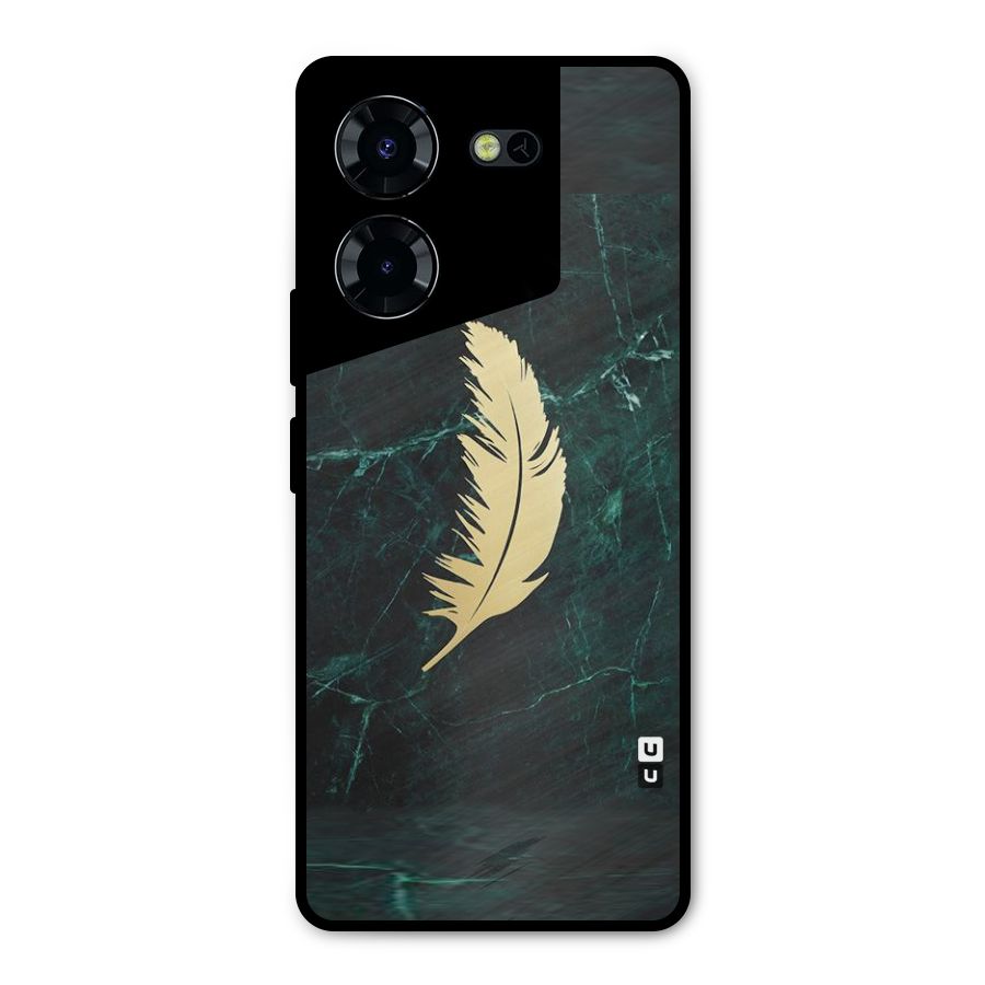 Golden Leaf Metal Back Case for Tecno Pova 5 Pro 5G