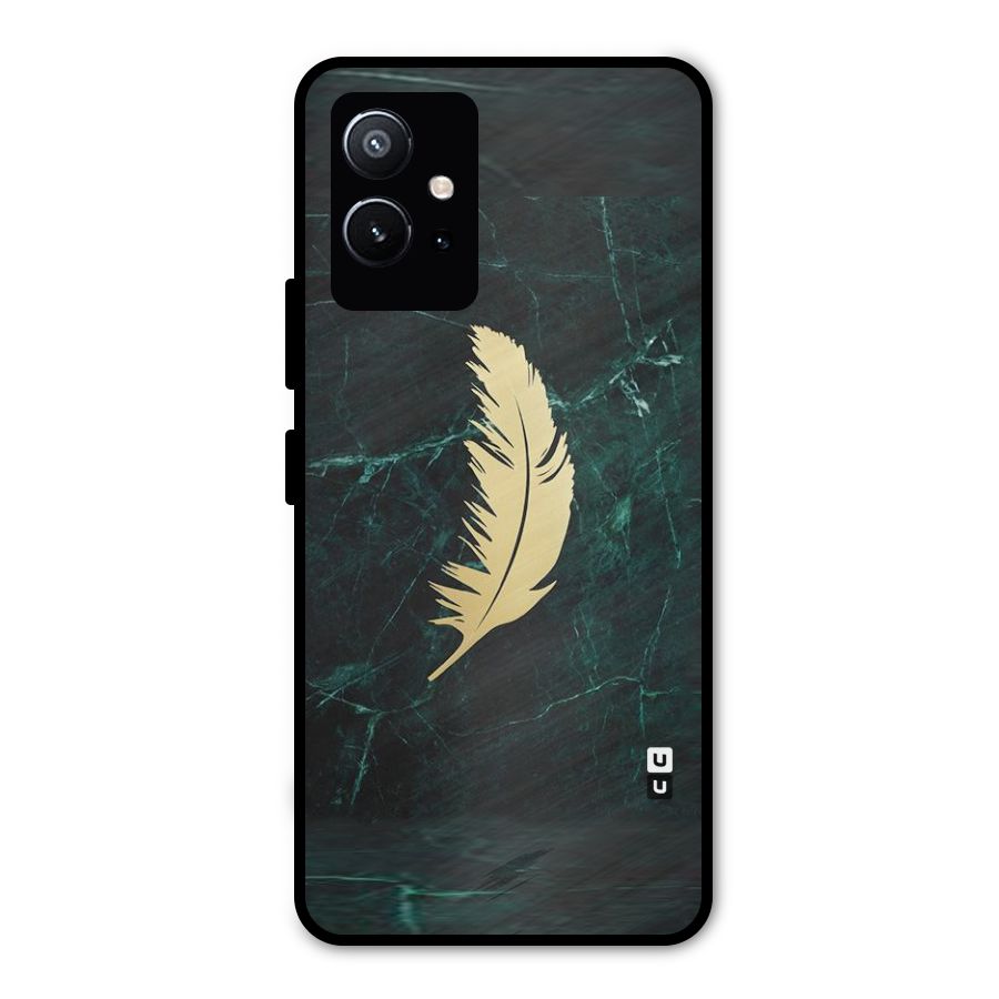 Golden Leaf Metal Back Case for Vivo T1 5G