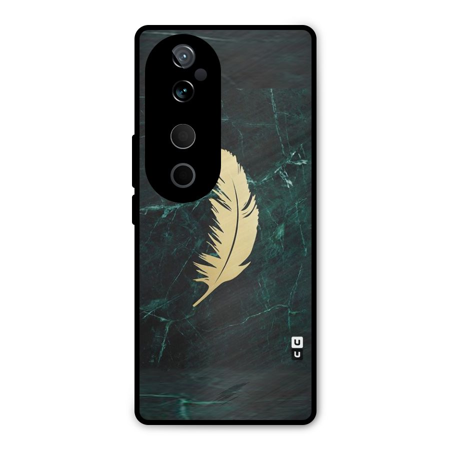 Golden Leaf Metal Back Case for Vivo T3 Ultra