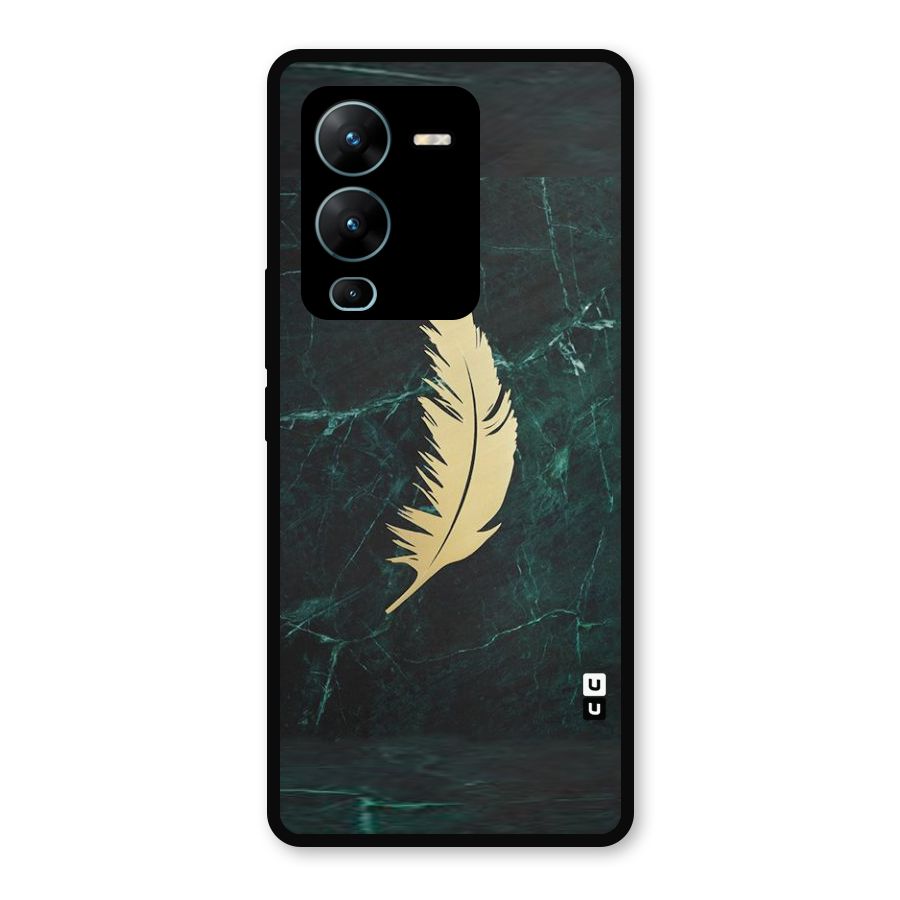 Golden Leaf Metal Back Case for Vivo V25 Pro