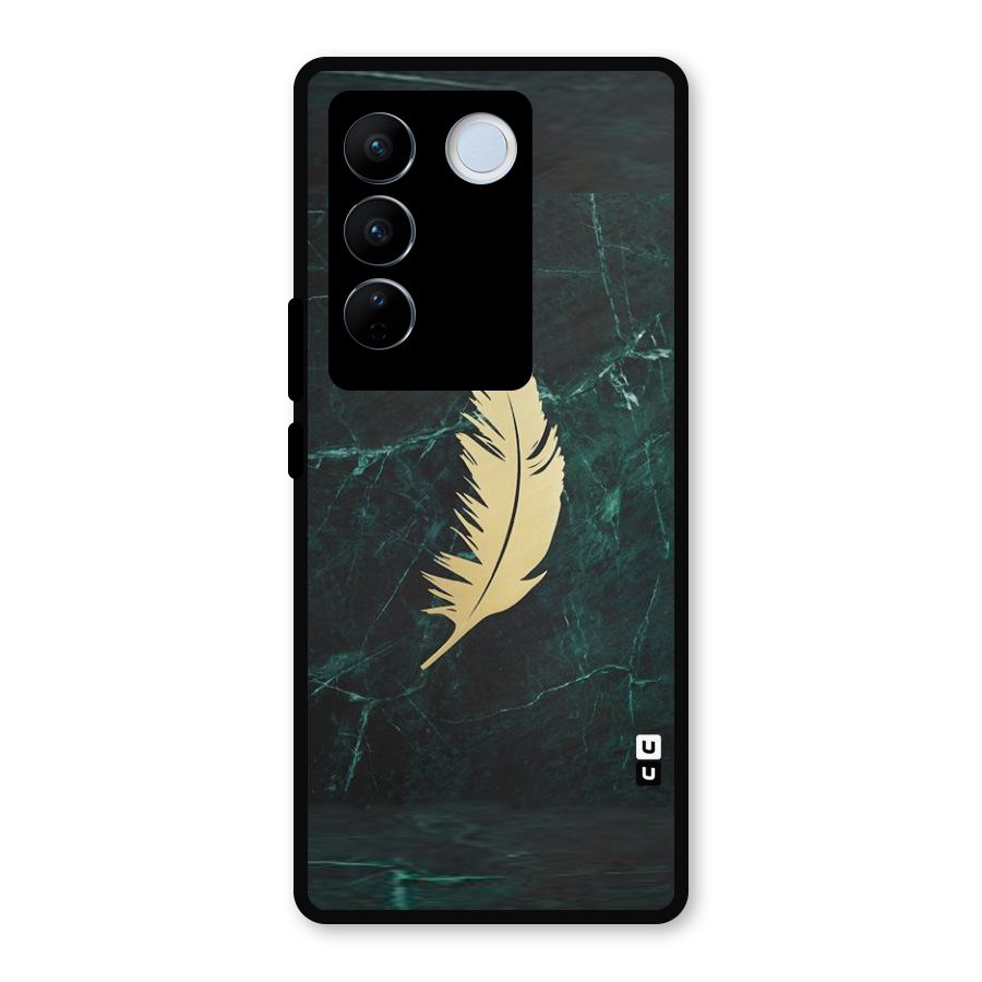 Golden Leaf Metal Back Case for Vivo V27