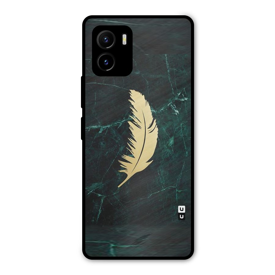 Golden Leaf Metal Back Case for Vivo Y15s
