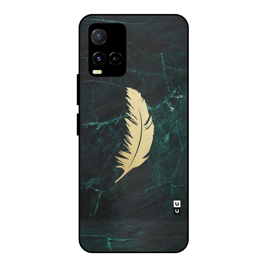 Golden Leaf Metal Back Case for Vivo Y21A