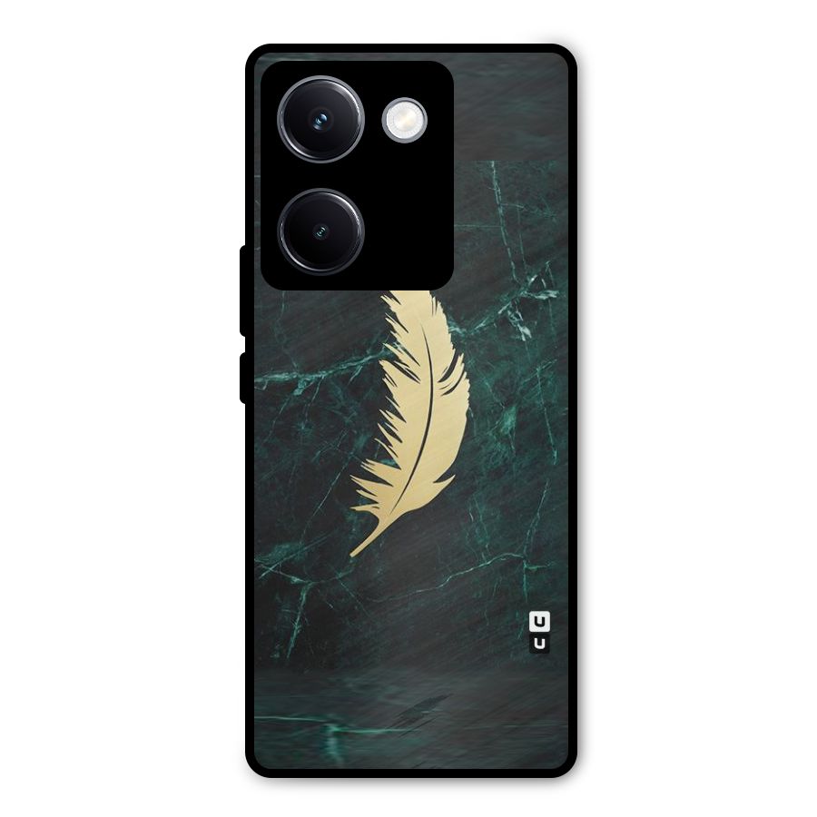 Golden Leaf Metal Back Case for Vivo Y300 Plus
