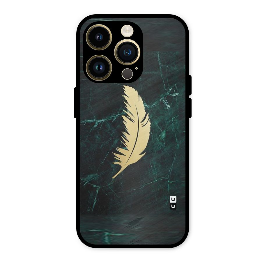Golden Leaf Metal Back Case for iPhone 14 Pro