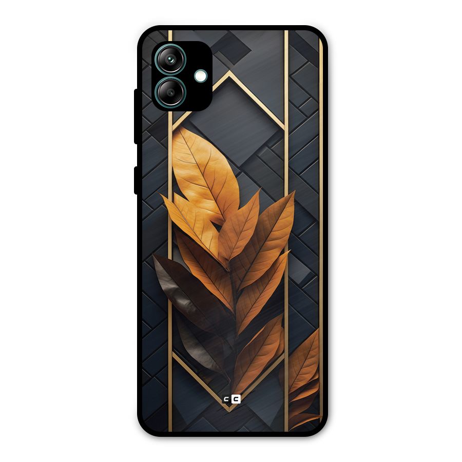Golden Leaf Pattern Metal Back Case for Galaxy A04