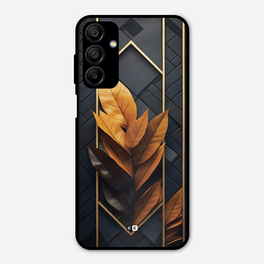 Golden Leaf Pattern Metal Back Case for Galaxy A15 5G
