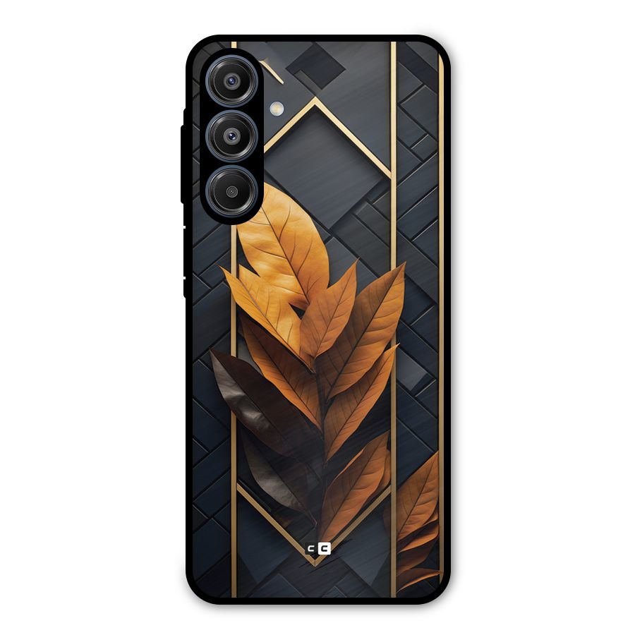 Golden Leaf Pattern Metal Back Case for Galaxy A16 5G