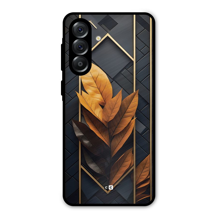 Golden Leaf Pattern Metal Back Case for Galaxy A56