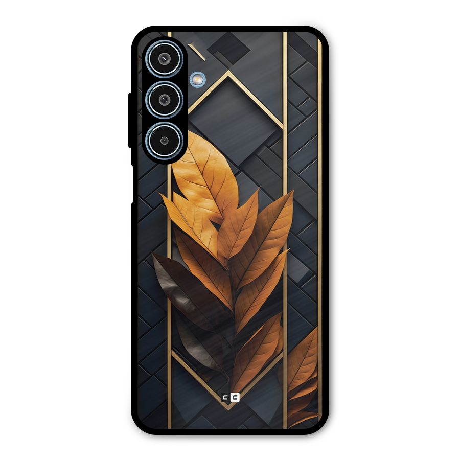 Golden Leaf Pattern Metal Back Case for Galaxy M35