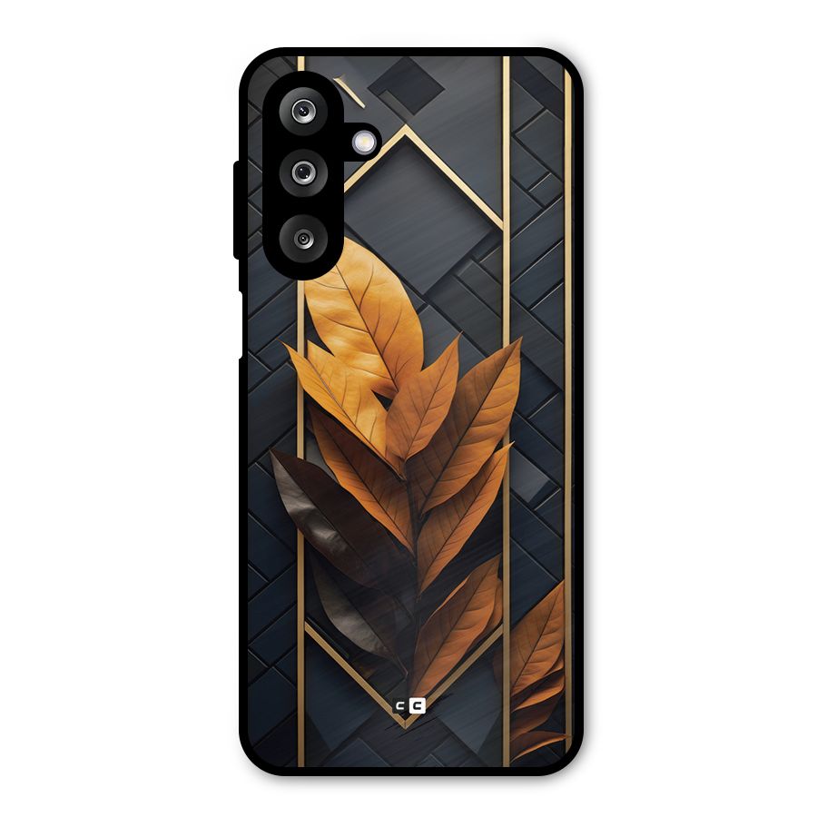 Golden Leaf Pattern Metal Back Case for Galaxy M36