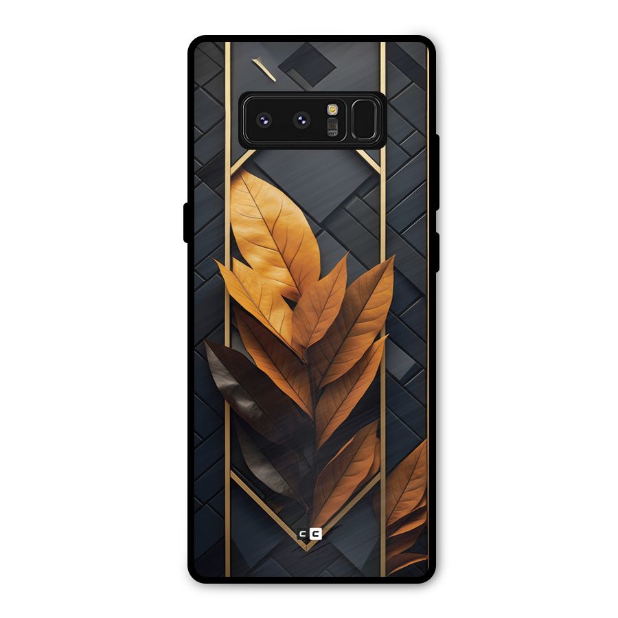 Golden Leaf Pattern Metal Back Case for Galaxy Note 8