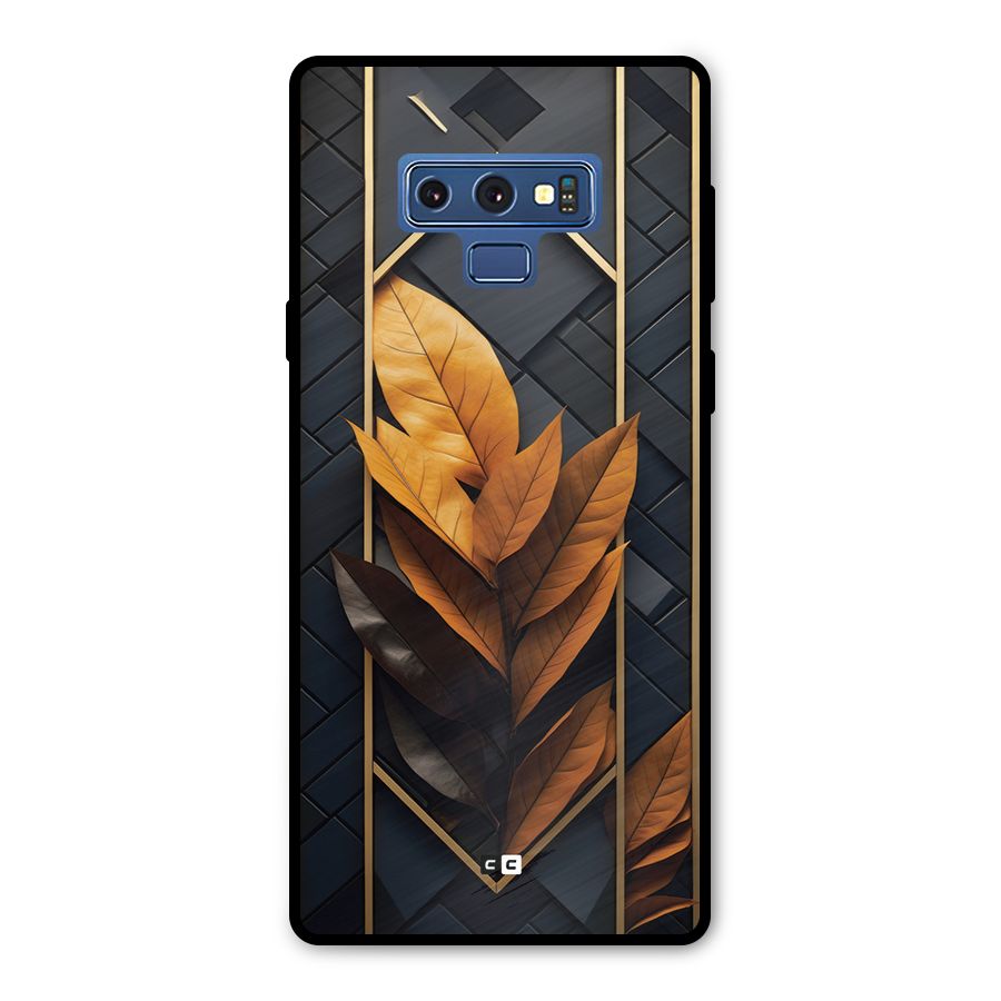 Golden Leaf Pattern Metal Back Case for Galaxy Note 9