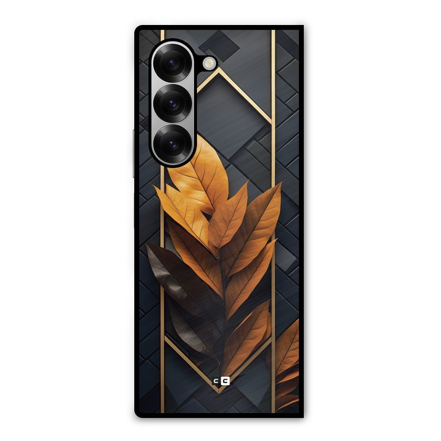 Golden Leaf Pattern Metal Back Case for Galaxy Z Fold6