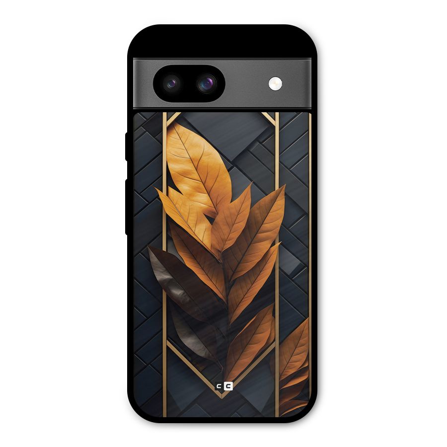 Golden Leaf Pattern Metal Back Case for Google Pixel 8a