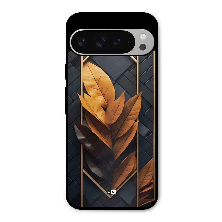 Golden Leaf Pattern Metal Back Case for Google Pixel 9 Pro XL