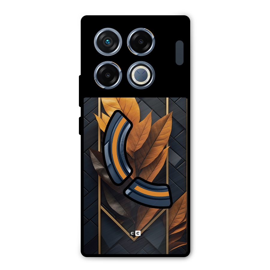 Golden Leaf Pattern Metal Back Case for Infinix GT 20 Pro
