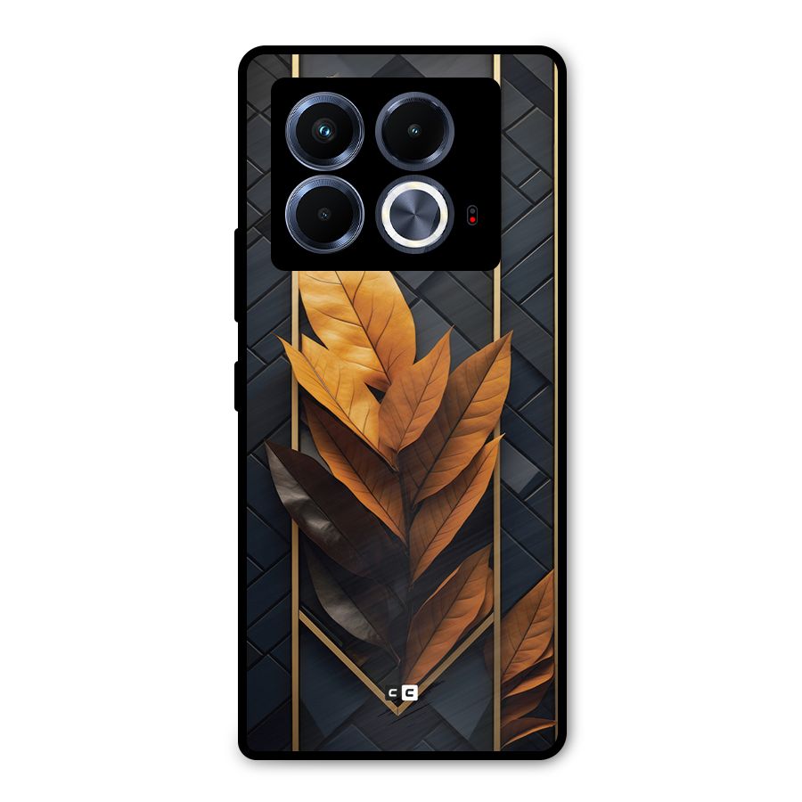 Golden Leaf Pattern Metal Back Case for Infinix Note 40 5G