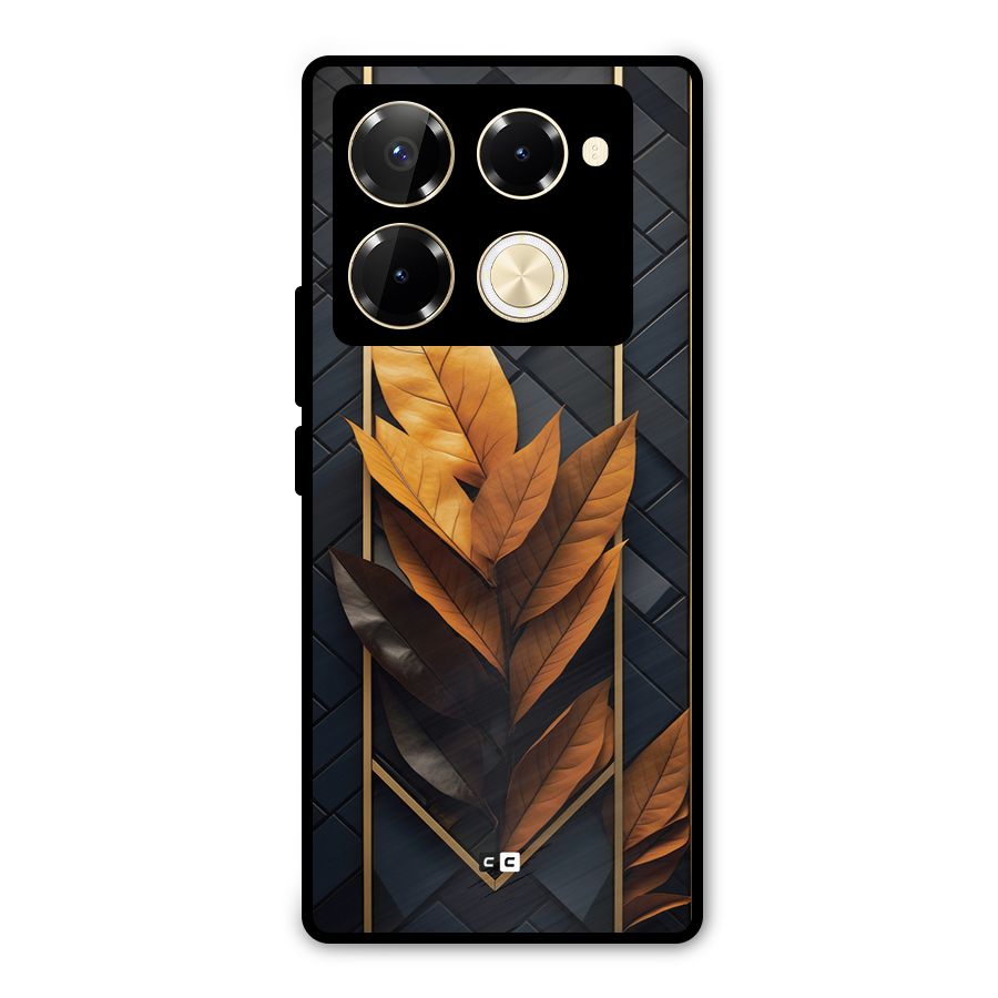 Golden Leaf Pattern Metal Back Case for Infinix Note 40 Pro