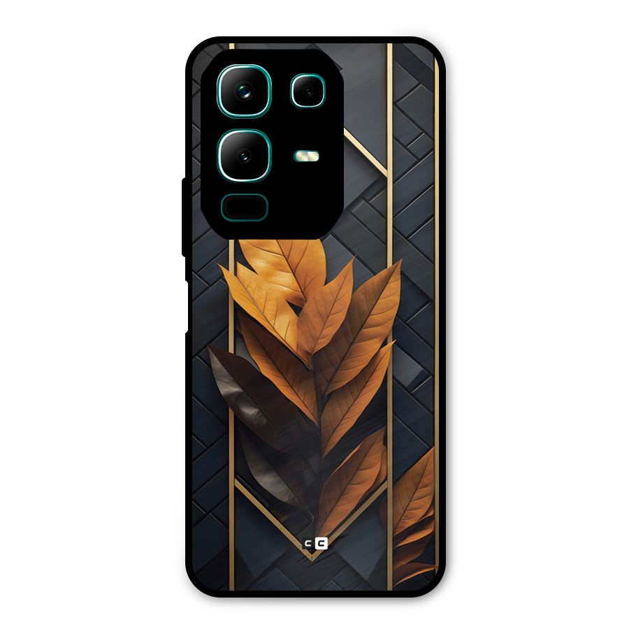 Golden Leaf Pattern Metal Back Case for Infinix Note 50x