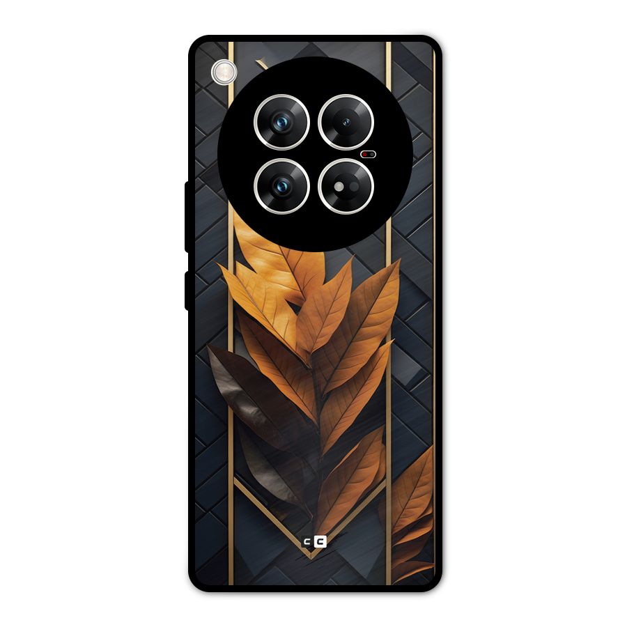 Golden Leaf Pattern Metal Back Case for Infinix Zero 40 5G