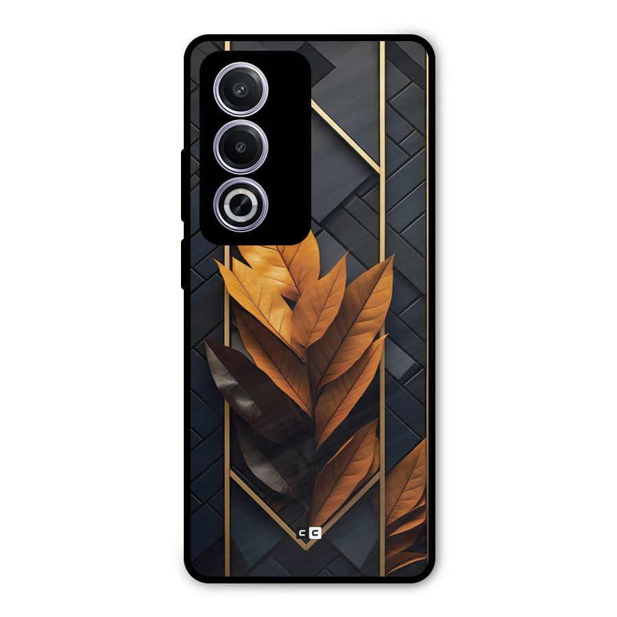 Golden Leaf Pattern Metal Back Case for Oppo K12x