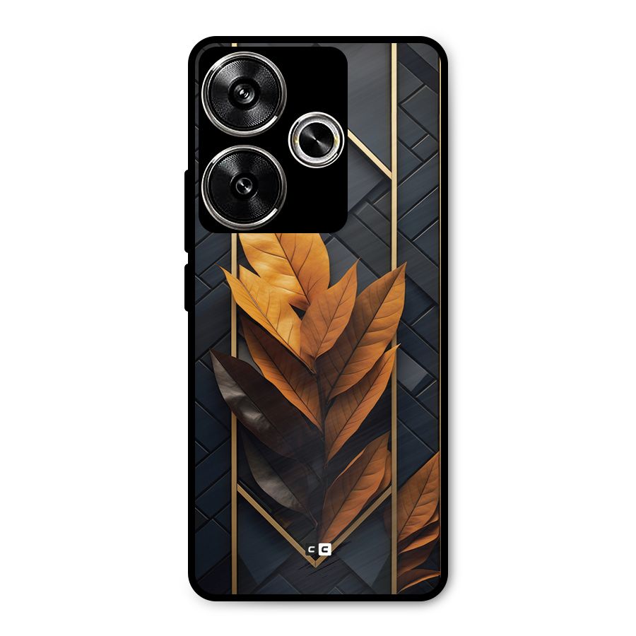 Golden Leaf Pattern Metal Back Case for Poco F6