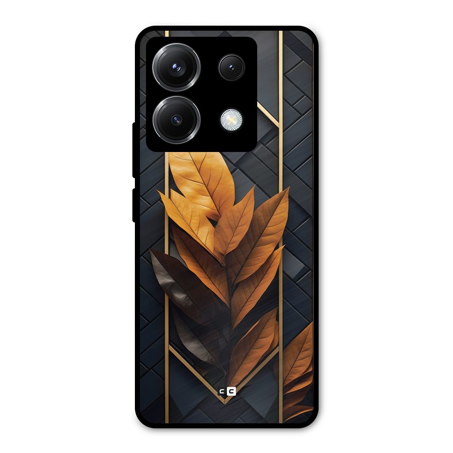 Golden Leaf Pattern Metal Back Case for Poco X6