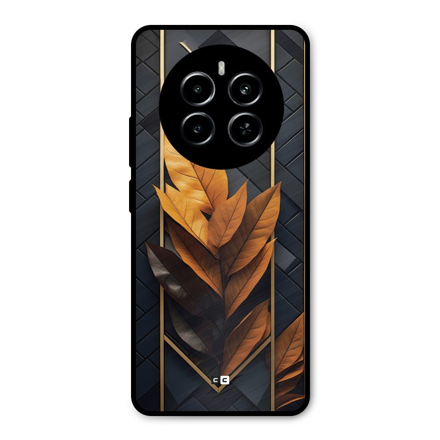 Golden Leaf Pattern Metal Back Case for Realme P1