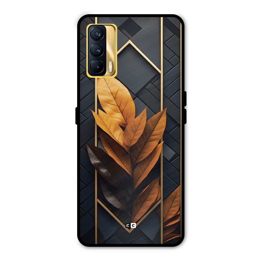 Golden Leaf Pattern Metal Back Case for Realme X7