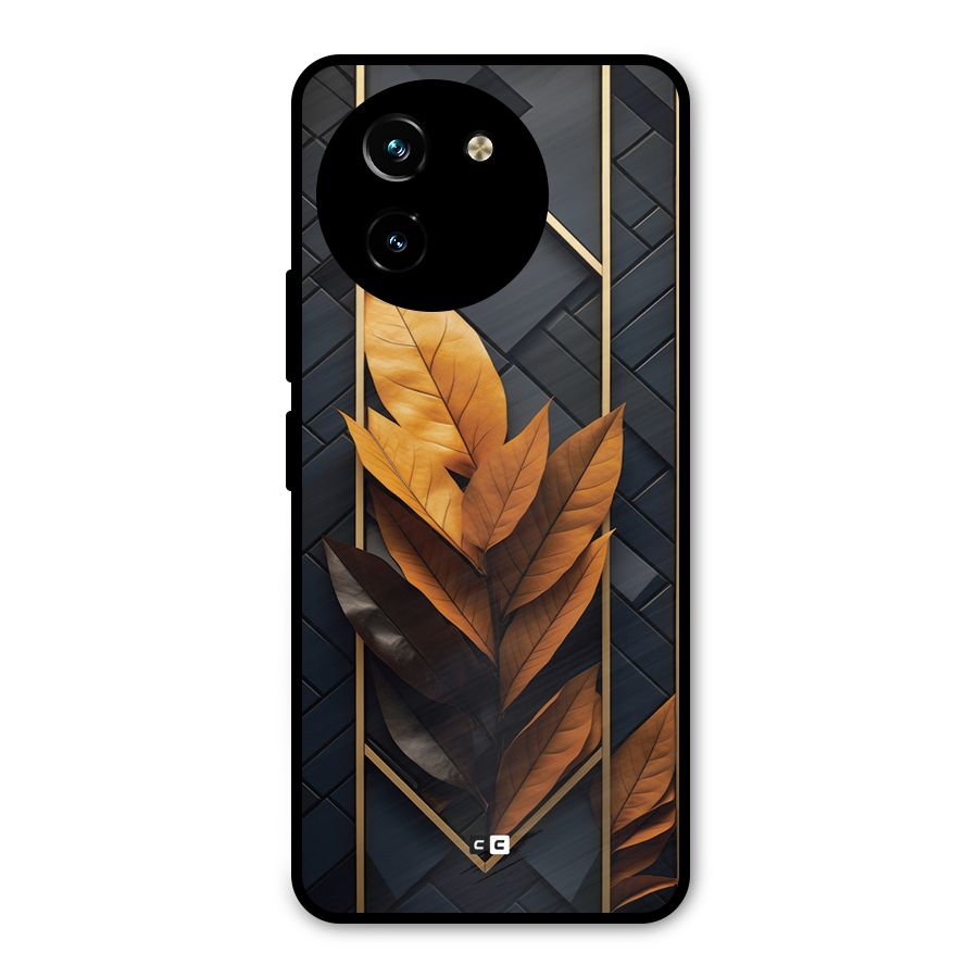 Golden Leaf Pattern Metal Back Case for Vivo T3x