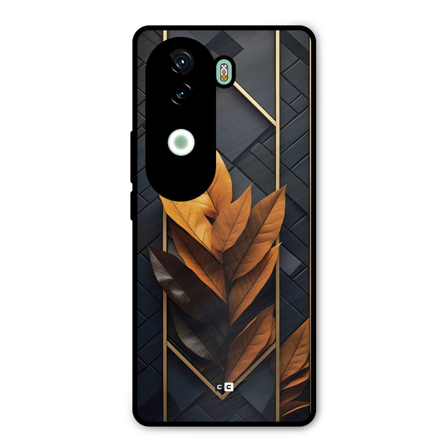Golden Leaf Pattern Metal Back Case for Vivo V40e