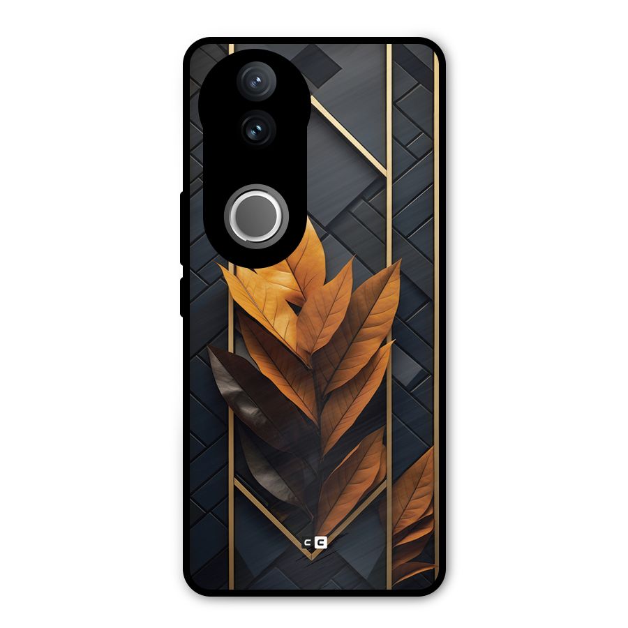Golden Leaf Pattern Metal Back Case for Vivo V50e