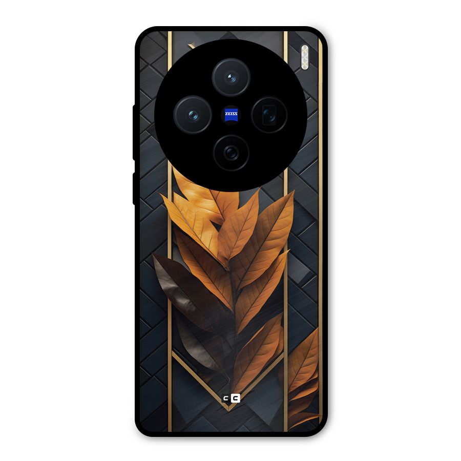Golden Leaf Pattern Metal Back Case for Vivo X200