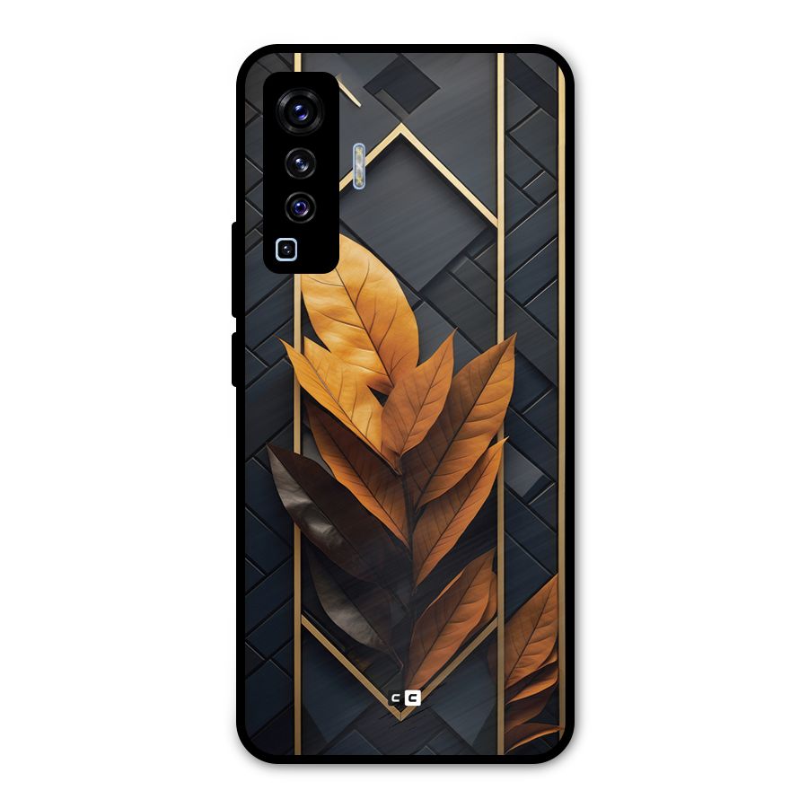 Golden Leaf Pattern Metal Back Case for Vivo X50