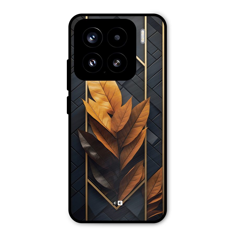 Golden Leaf Pattern Metal Back Case for Xiaomi 15