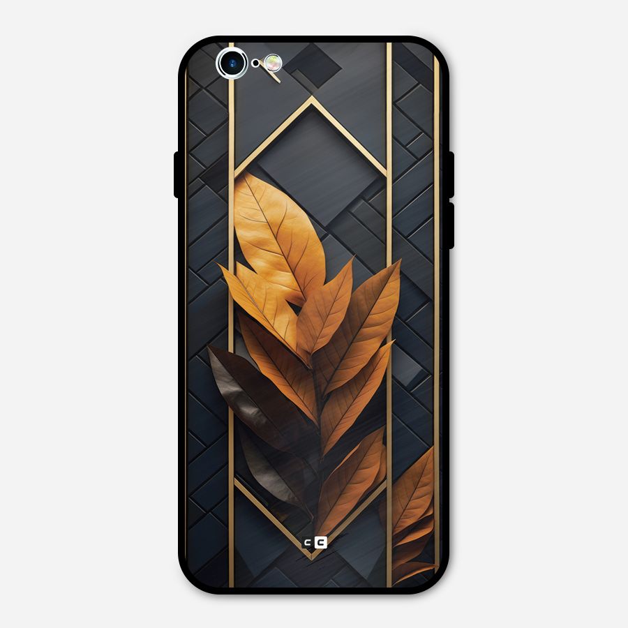 Golden Leaf Pattern Metal Back Case for iPhone 6 6s