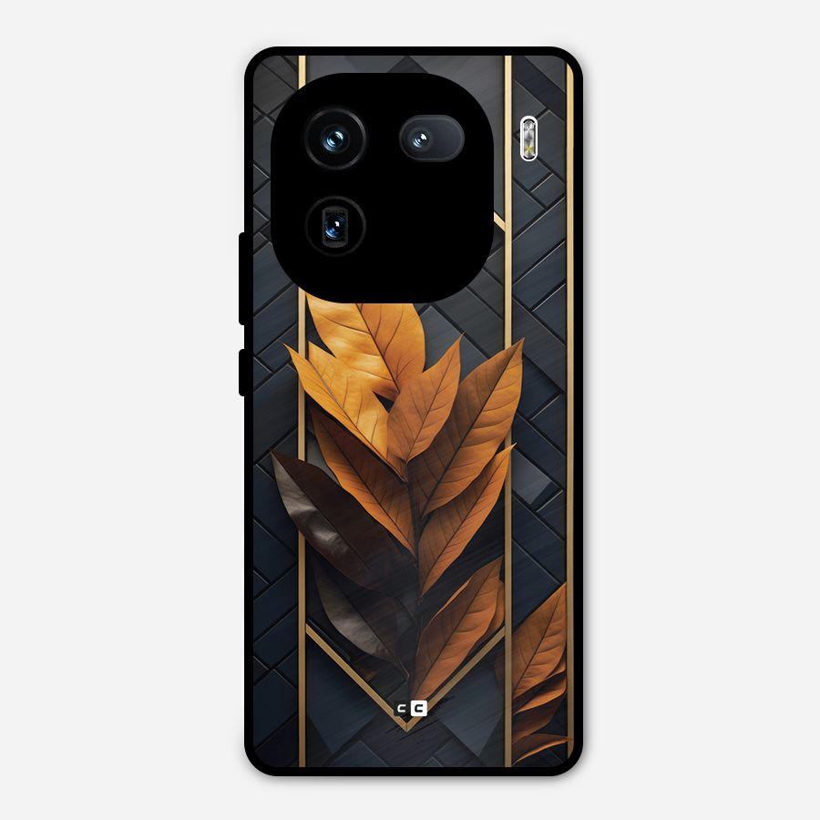 Golden Leaf Pattern Metal Back Case for iQOO 12