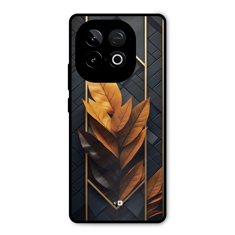 Golden Leaf Pattern Metal Back Case for iQOO Neo 10