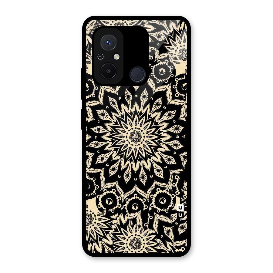 Golden Mandala Glass Back Case for Redmi 12C